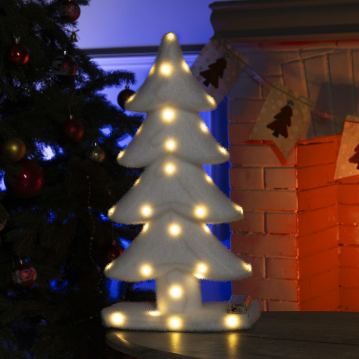 Светодиодная фигура «Ёлочка» 27 × 52 × 11 см, флок, батарейки ААх2 (не в комплекте), свечение тёплое белое Светодиодная фигура «Ёлочка» 27 × 52 × 11 см, флок, батарейки ААх2 (не в комплекте), свечение тёплое белое