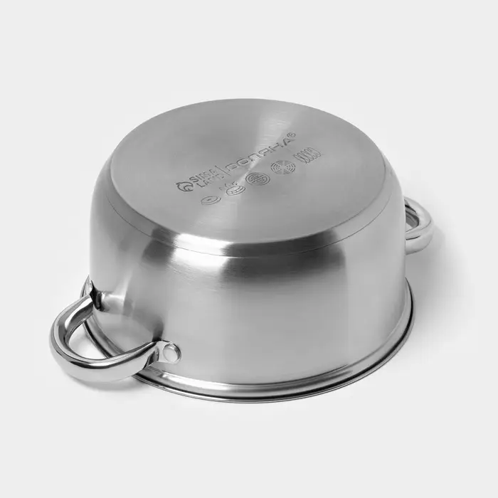 Набор посуды Доляна &laquo;Сильве&raquo;, 3 предмета: сотейник 1.5 л, d=16 см, кастрюли 2 л, 4 л, d=18 см, d=22 см, крышки, индукция, нержавеющая сталь