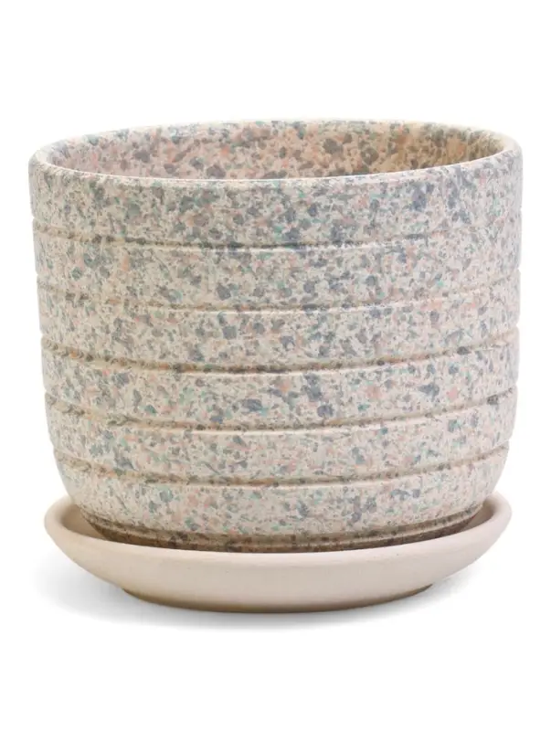 Горшок цветочный с поддоном 0,8 л, белый керамика Горшок цветочный с поддоном 0,8 л, белый керамика "Пряности" (М)