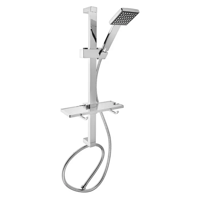 Душевая лейка со шлангом, стойкой, мыльницей и держателем, крепеж в комплекте.