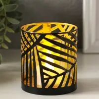 Подсвечник "Цилиндр №3" металл 7,5х7,5х8 см, черный с золотом