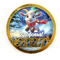 Магнит новогодний 2027 &laquo;Здоровья!&raquo; d=8 см