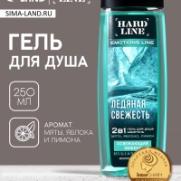 Гель для душа и шампунь освежающий 2 в 1 «Ледяная свежесть», 250 мл, аромат мята, яблоко и лимон, HARD LINE