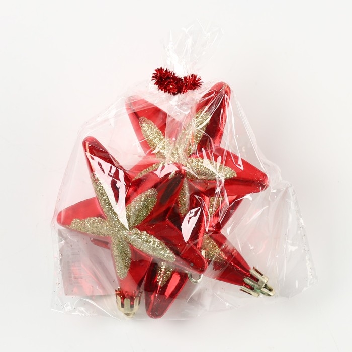 Ёлочные игрушки новогодние «Звёздочки», на Новый год, цвет красный Ёлочные игрушки новогодние «Звёздочки», на Новый год, цвет красный