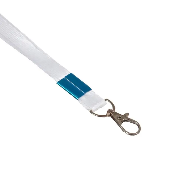 Лента для бейджа ширина-15 мм, длина-80 см с металлическим карабином, белая