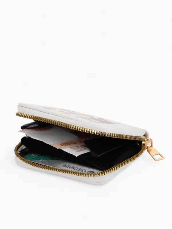 Кошелёк на молнии &laquo;Выбражулька&raquo;, 8.5&times;2.5&times;10.5 см, с принтом, белый