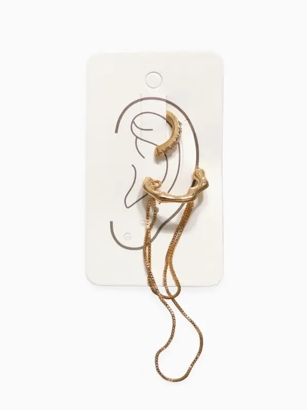 Серьги каффы &laquo;Водопад&raquo;, набор 2 шт. стразы, цвет золото