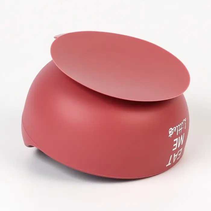 Тарелка детская на присоске и столовые приборы M&B, силикон, вишневый