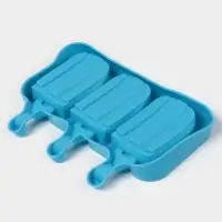 Форма для мороженого &laquo;Эскимо макси&raquo;, силикон, 19.5&times;14.5&times;2.5 см, 3 ячейки (8.2&times;4.6 см), МИКС