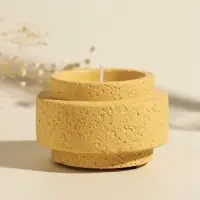 Свеча в подсвечнике вулканическом &laquo;Цилиндры&raquo;, жёлтая, 8.1&times;8.1&times;5.4 см