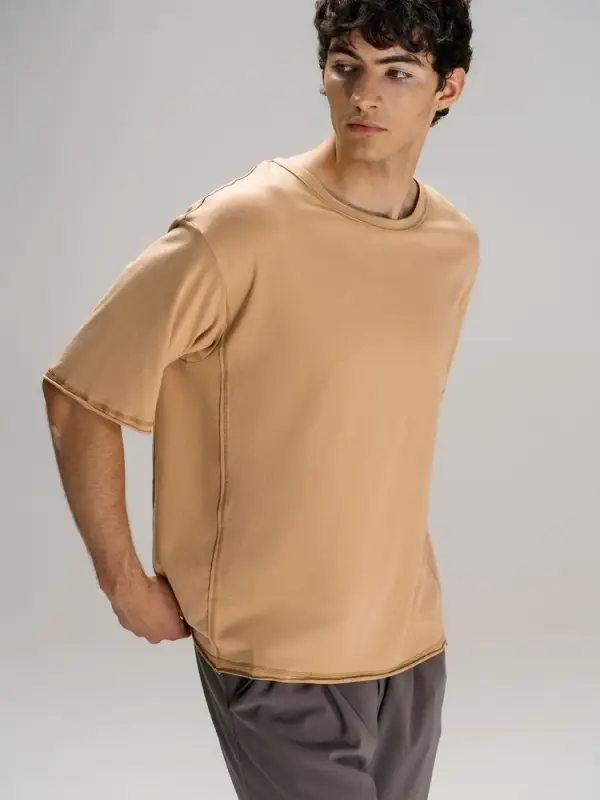 Футболка оверсайз унисекс Vozduh, бежевая, размер XS/S Футболка оверсайз унисекс Vozduh, бежевая, размер XS/S