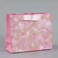 Пакет подарочный крафтовый, упаковка, &laquo;With love&raquo;, S 15&times;12&times;5.5 см