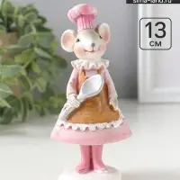Фигурка полистоун &laquo;Мышка-поварёнок в розовом платье и колпаке, с ложкой&raquo;, 6&times;4.5&times;13 см