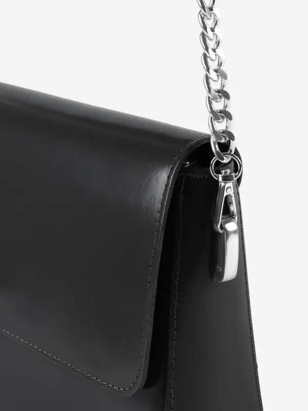 Ручка для сумки, с плоскими цепочками и карабинами, 120&times;3 см, цвет чёрный, серебряный