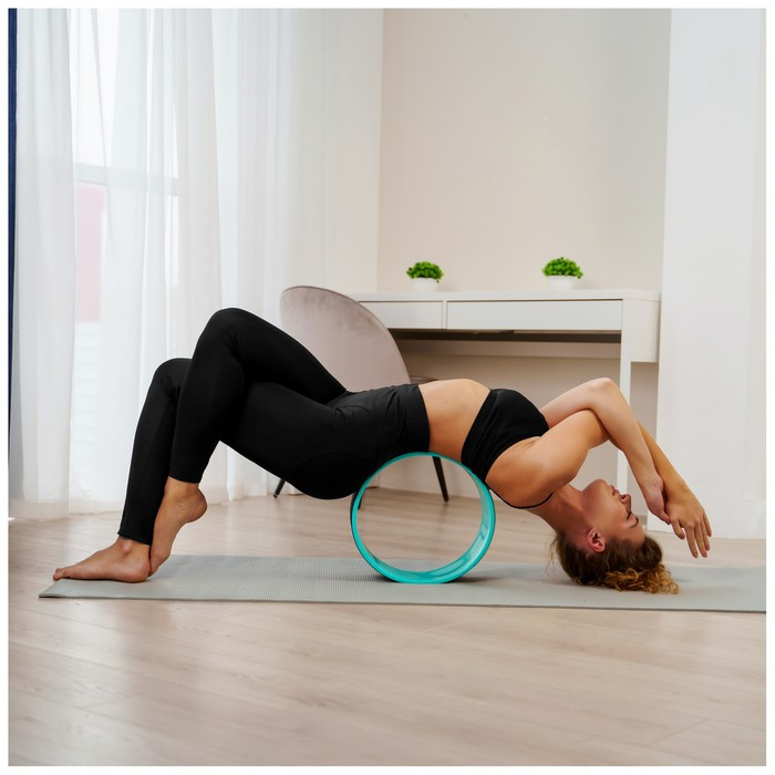 Йога-колесо Sangh «Лотос», 33×13 см, цвет мятный/чёрный