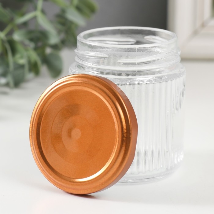 Банка для свечей стекло с крышкой Банка для свечей стекло с крышкой "Вертикальные полоски" прозрачная 150 мл 6,5х6,5х6,5 см