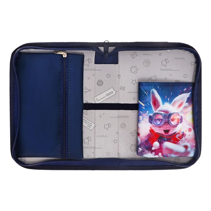 Пенал 1 секция 140 х 210 х 40 мм, откидной карман и косметичка, тканевый, Calligrata TOP Content  Пенал 1 секция 140 х 210 х 40 мм, откидной карман и косметичка, тканевый, Calligrata TOP Content "Супер заяц"