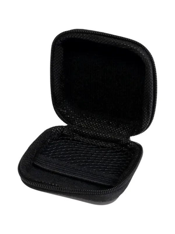 Футляр для наушников, квадратный, мат. верха: экокожа, 80&times;80&times;30 мм, черный