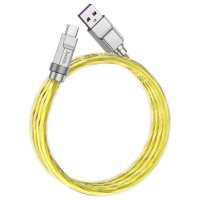 Кабель Hoco U113, Type-C - USB, 6 А, 1 м, оплётка прозрачный силикон, золотистый