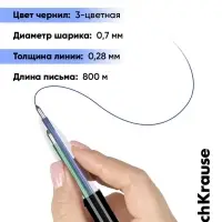 Ручка шариковая ErichKrause. Colorcross, автоматическая, 3-цветная, узел 0.7 мм