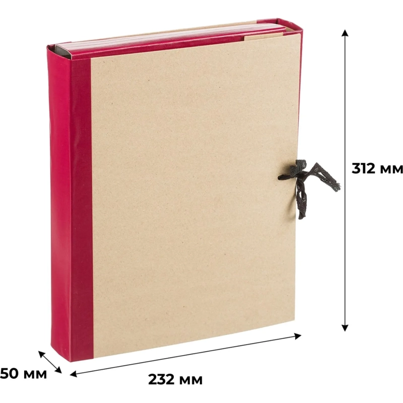 Папка архивная 50мм крафт/бумвинил 4 завязки, бордовая