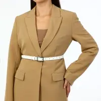 Ремень женский тонкий, 110&times;1.1 см, классическая пряжка металл, тёмно-серебристая, белый