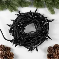 Гирлянда &laquo;Нить&raquo; 10 м, IP65, УМС, тёмная каучуковая нить, 100 LED, свечение белое, мерцание, 220 В