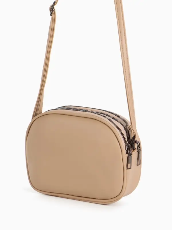 Сумка женская кросс-боди на молнии, 19&times;7&times;15 см, бежевая