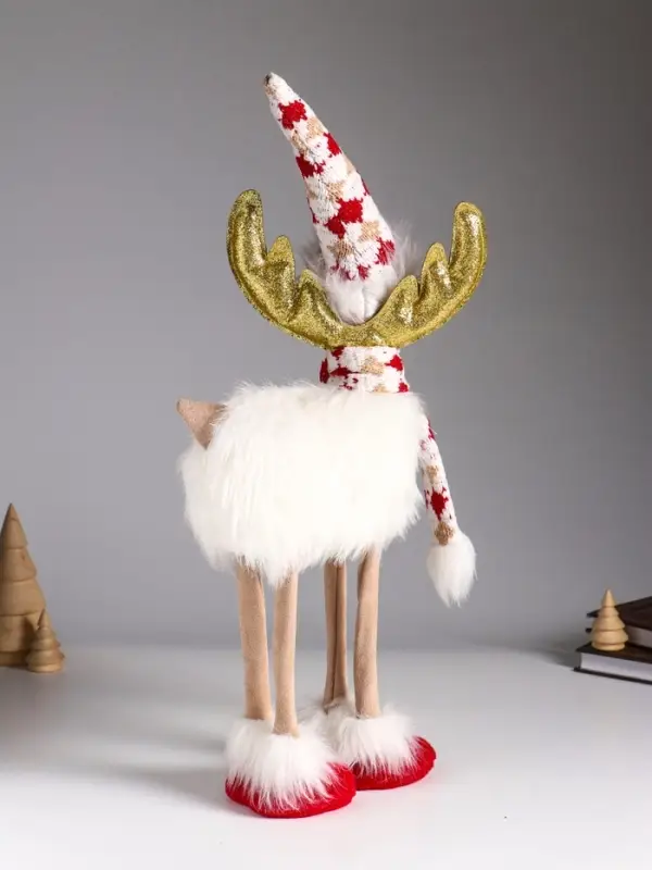 Кукла интерьерная "Лосик в белой шубе, колпаке и шарфе с узорами" 22х12х48 см