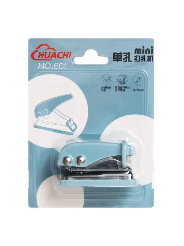 Дырокол на 1 отверстие, до 10 листов, металлический, МИКС