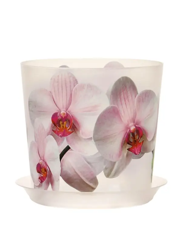 Горшок для орхидей с поддоном IDEA &laquo;Деко&raquo;, 1.2 л, пластиковый, белый