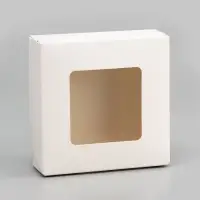 Коробка пищевая, с окном, белый, 11,5 х 11,5 х 4 см