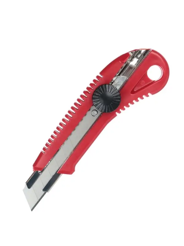 Нож канцелярский 18 мм, пластиковый, с роликовым фиксатором, TOP