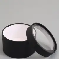 Подарочная коробка круглая, чёрная, завальцованная с окном, 16&times;11 см