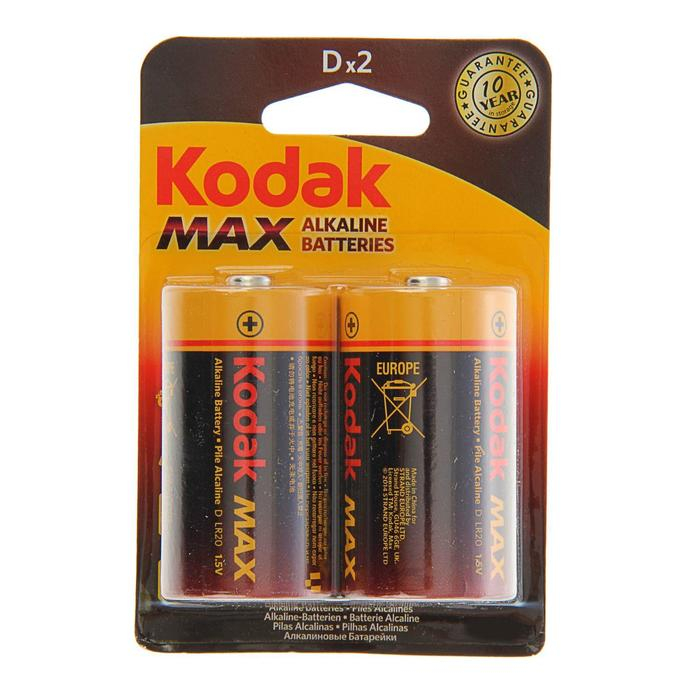 Батарейка алкалиновая Kodak Max, D, LR20-2BL, 1.5В, блистер, 2 шт. Батарейка алкалиновая Kodak Max, D, LR20-2BL, 1.5В, блистер, 2 шт.