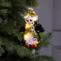 Светодиодная фигура из мишуры &laquo;Пингвин&raquo; 17&times;11 см, 10 LED, от батареек AG10&times;3, свечение тёплое белое