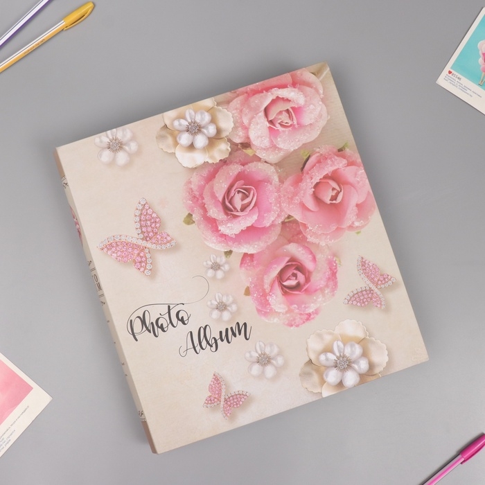 Фотоальбом на 800 фото 10х15 см Фотоальбом на 800 фото 10х15 см "Розовый шик" в коробке золотая обводка 5,5х30,5х33,5 см