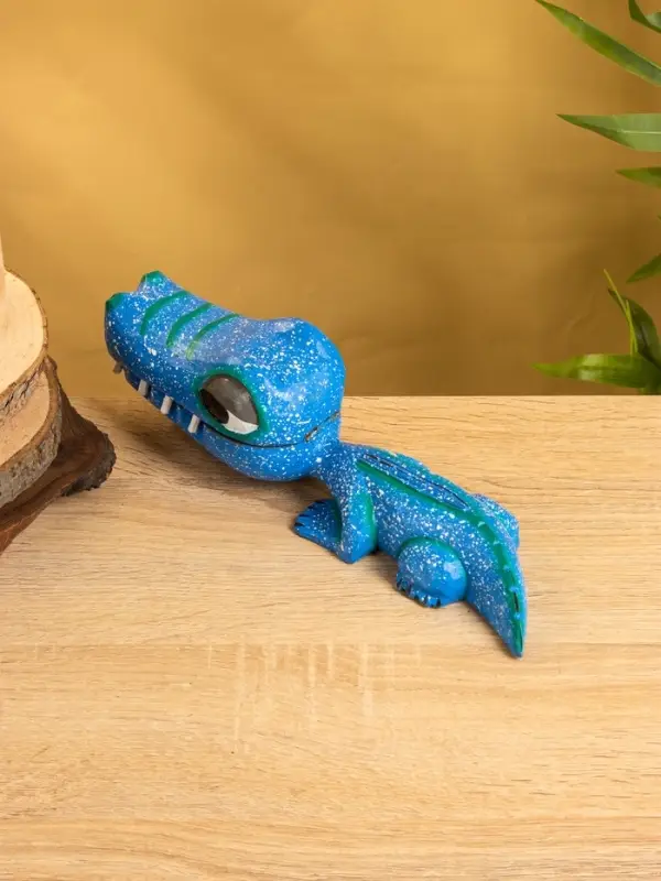 Шкатулка "Крокодильчик" 25х8х7 см, дерево, цв. синий