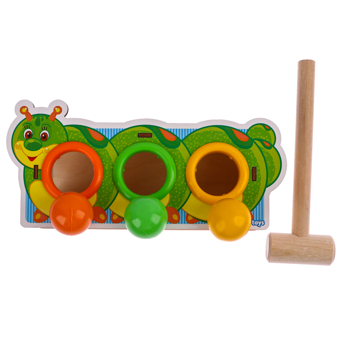 Стучалка-сортер «Гусеница», с молотком, МИКС Стучалка-сортер «Гусеница», с молотком, МИКС