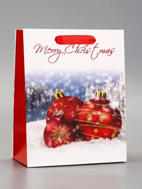 Пакет подарочный ламинированный Пакет подарочный ламинированный "Новогодние игрушки", 18 х 23 х 10 см