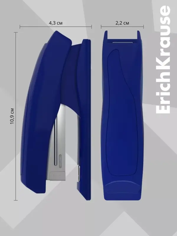 Степлер №24/6, 26/6 до 30 листов ErichKrause Elegance Half-strip, вмещает до 100 скоб, глубина закладки бумаги до 55 мм, микс