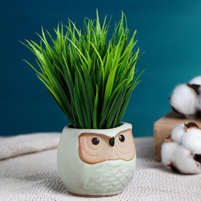 Горшок Горшок "Сова Ухта" 6,5х6,5х6см, бирюзовый