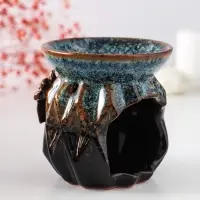 Аромалампа для эфирных масел &laquo;Узоры и рельеф&raquo;, керамика, коричневая, 8&times;8&times;8.4 см
