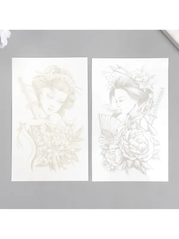 Переводная тату на тело «Гейша с мечом», 18×11 см, МИКС