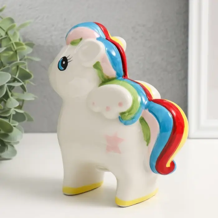 Копилка для денег &laquo;Лошадка с крыльями и яркой гривой&raquo;, керамика, 13&times;6.5&times;16 см