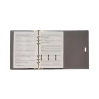 Органайзер на кольцах, А5, с клапаном, 80л, линия, к/зам, с ручкой, Серо-синий
