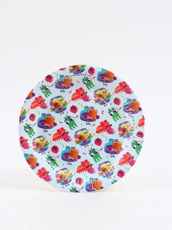 Набор одноразовой бумажной посуды, 20 предметов: 10 стаканов, 10 тарелок, Ум и Хрум