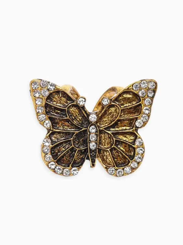 Кольцо для платка Кольцо для платка "Бабочка", цвет белый в чернёном золоте