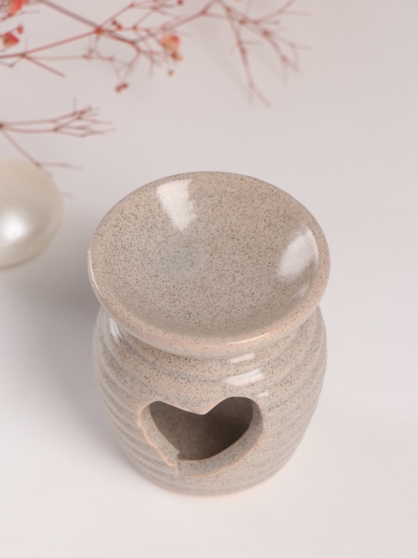 Аромалампа керамика "Изогнутое сердце" песочная 6,3х6,3х7,5 см