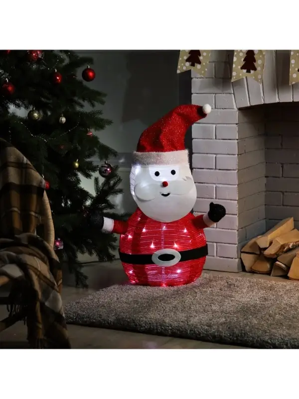 Светодиодная фигура &laquo;Дед Мороз&raquo; 35&times;70&times;35 см, металл, текстиль, 220 В, свечение белое